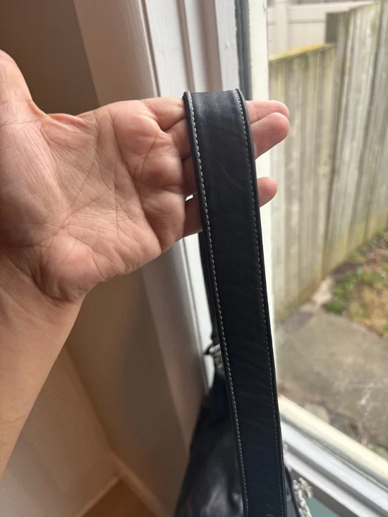 Vintage Danier Black Leather Bag + Zara Charm Chains Y2K Luxe - Picture 13 of 13